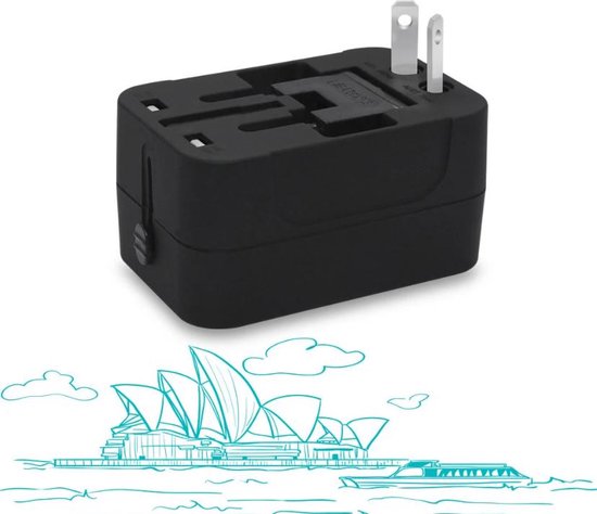 reisadapter - universele wereldstekker - reisstekker -adapter voor 155 landen - dubbele USB-poorten - reisadapter Amerika - reisadapter Engeland