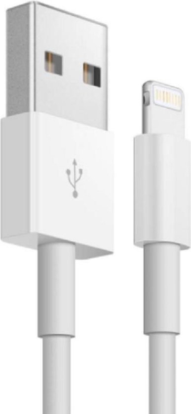 Lightning Kabel naar USB - Oplaadkabel geschikt voor iPhone 6, 7 - Wit - 1 Meter - Lightning USB kabel