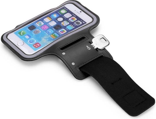 Hardloop Armband voor hardlopen - Sport/ hardloop armband - Sportarmband - Reflectoren - Verstelbaar - LED Hardloopband - Geschikt voor telefoons lengte 14,5 cm en breedte 7,5 cm - Zwart - Gratis verzending
