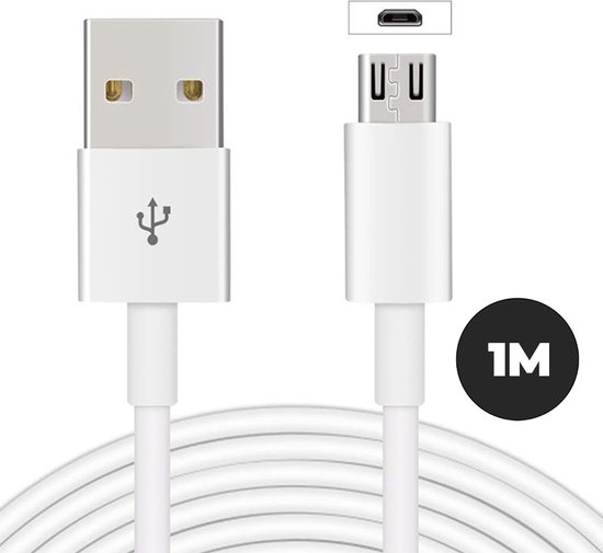 Micro-USB oplaadkabel - 1 Meter - Wit - Geschikt voor X-Box of Playstation controller laden