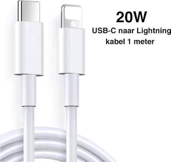 Snellader geschikt voor iPhone 14 & iPad Pro - 20W Snellader - USB-C Snellader met 1 Meter Lightning Kabel - Oplaadkabel