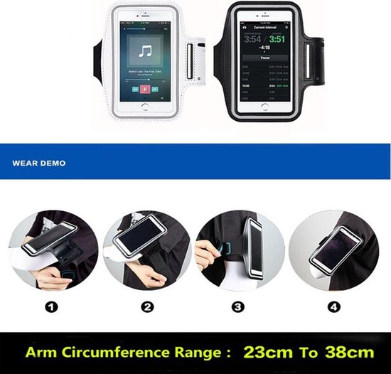 Hardloop Armband voor hardlopen - Sport/ hardloop armband - Sportarmband - Reflectoren - Verstelbaar - LED Hardloopband - Geschikt voor telefoons lengte 14,5 cm en breedte 7,5 cm - Zwart - Gratis verzending