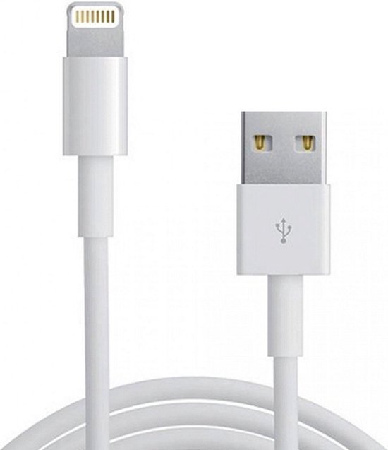 Lightning Kabel naar USB - Oplaadkabel geschikt voor iPhone 6, 7 - Wit - 1 Meter - Lightning USB kabel
