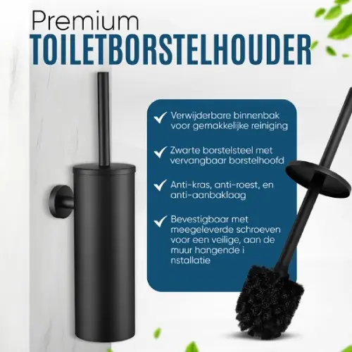 UDUTCH Luxe Toiletaccessoireset 4-delig Zwart - RVS Design | Complete Badkamer & Toilet Set