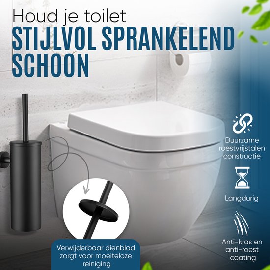 UDUTCH Luxe Toiletaccessoireset 4-delig Zwart - RVS Design | Complete Badkamer & Toilet Set