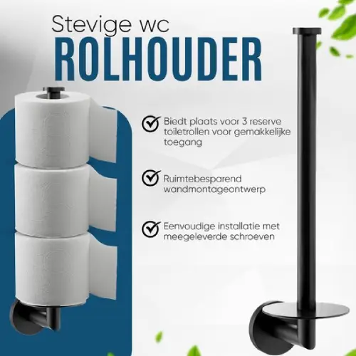 UDUTCH Luxe Toiletaccessoireset 4-delig Zwart - RVS Design | Complete Badkamer & Toilet Set