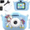 MOENS - Digitale Kindercamera – Creatief Speelgoed - Speelgoed - Unicorn Speelgoed - Speelgoedcamera - Unicorn - Blauw - Blauwe Unicorn - Fototoestel voor Kinderen - 32GB SD-kaart en Accessoires – 48MP - Kado - Cadeau